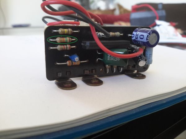 Step 10: resistor R2 (15k Ohm)
this is the resistor R2 (15k Ohm) that needs to be replaced with a 10.2k Ohm unit
